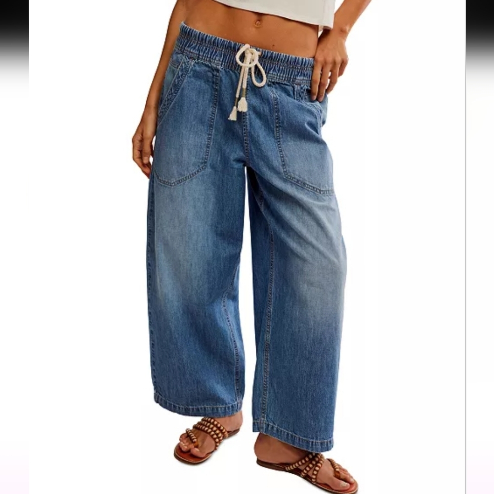 NWT FREE PEOPLE Blue Wide-Leg Jeans